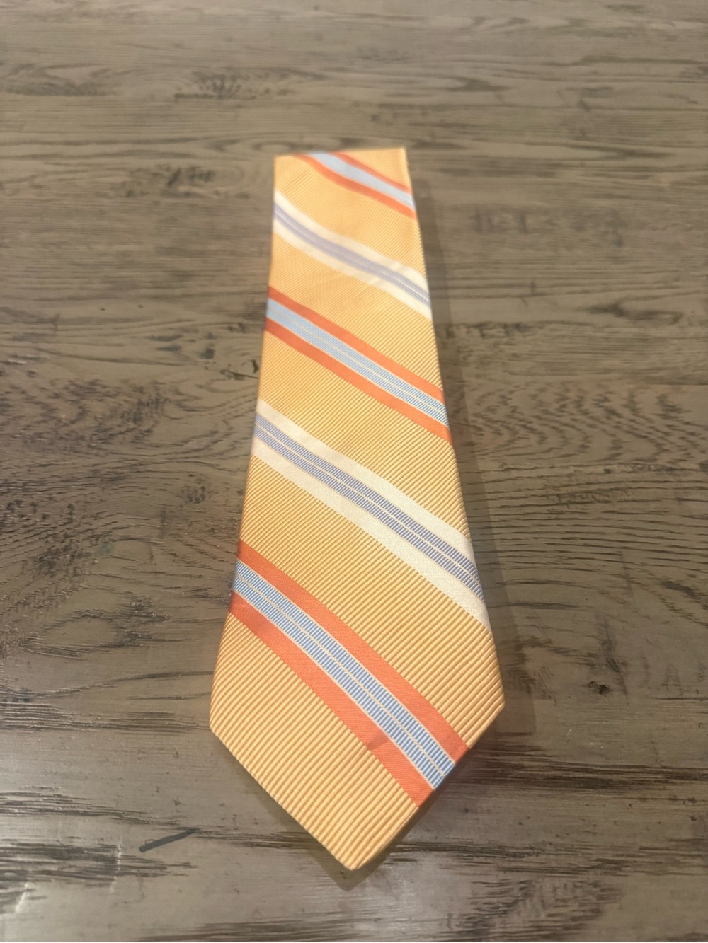 Ike Behar Yellow Diagonal Stripe Tie with Blue and Orange Bands